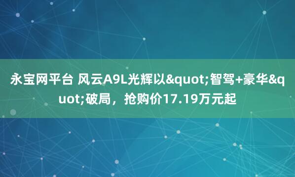 永宝网平台 风云A9L光辉以"智驾+豪华"破局，抢购价17.19万元起